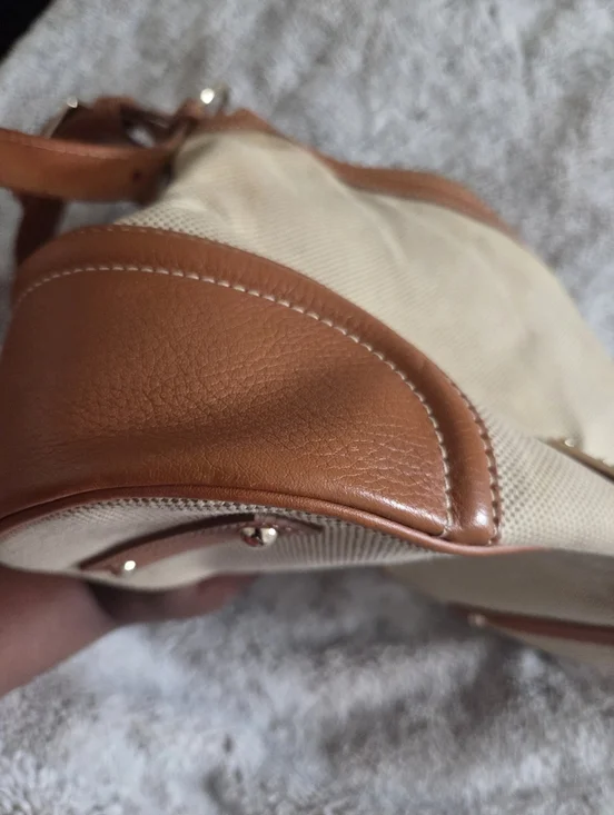 Dooney & Bourke Tan Canvas and Brown Leather Shoulder Bag - Picture 12 of 13